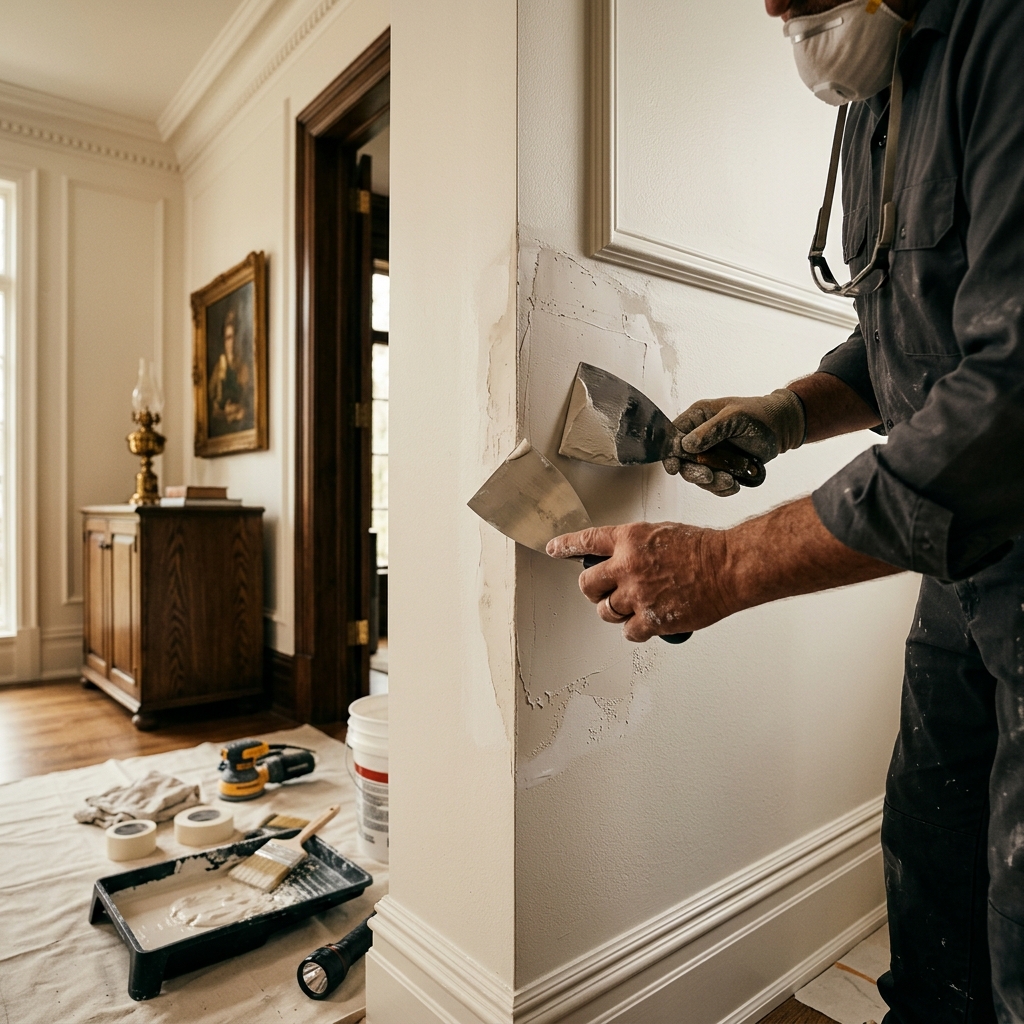 Property restoration team working