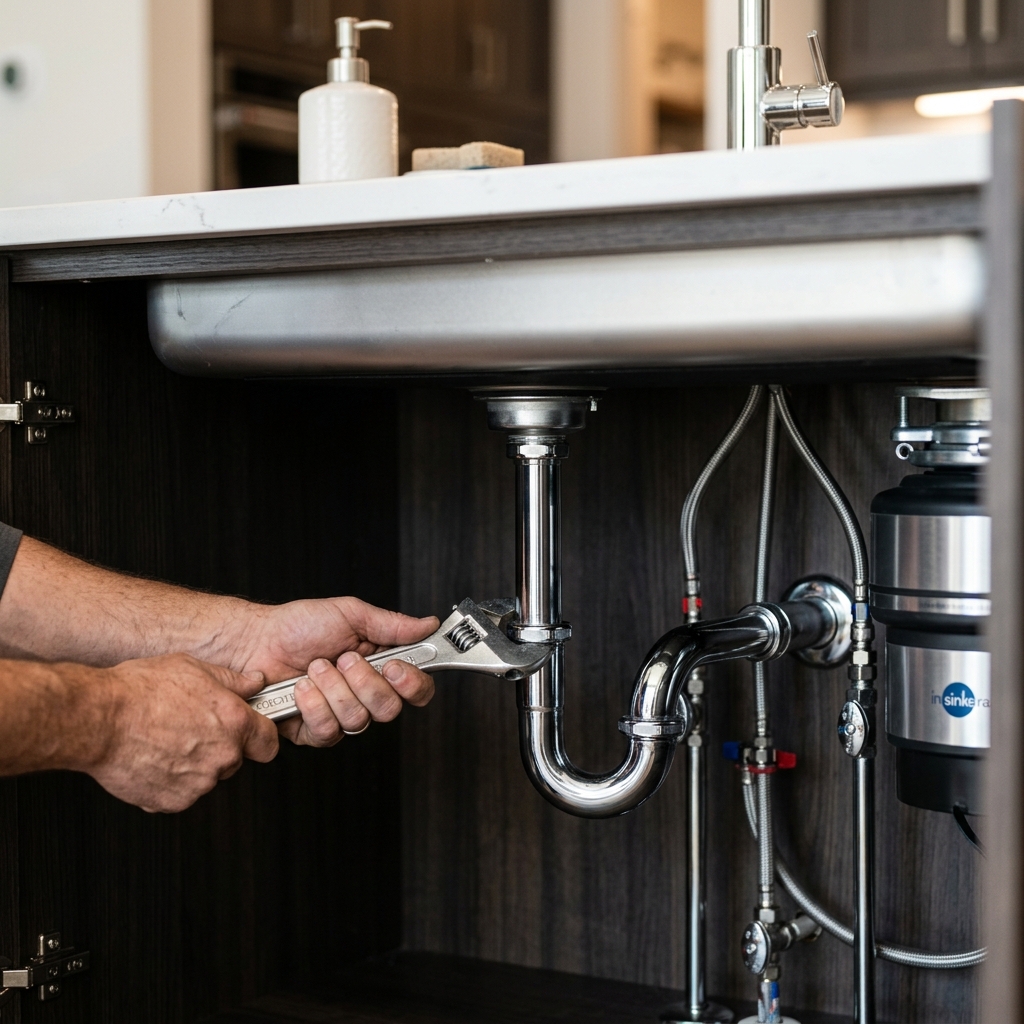 Modern bathroom fixtures and plumbing